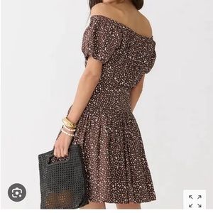 JCrew Drop-waist cotton poplin mini dress in mocha floral - size 4, NWT $100 OBO